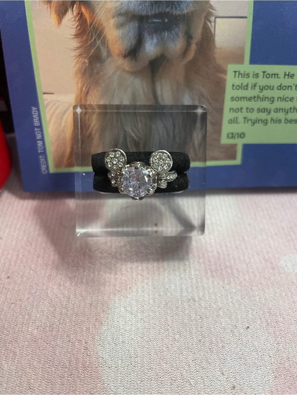 Clear Crystal Mickey-Style Ring with silver Band